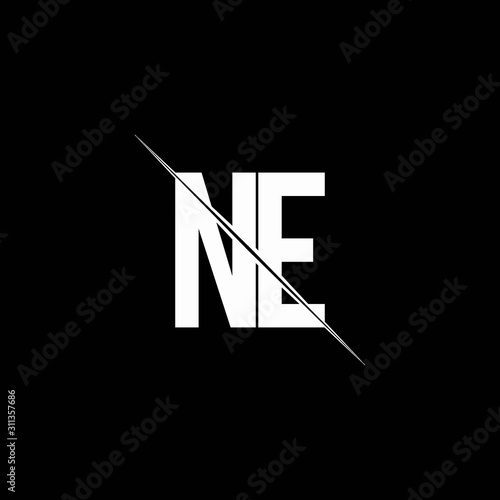NE logo monogram with slash style design template
