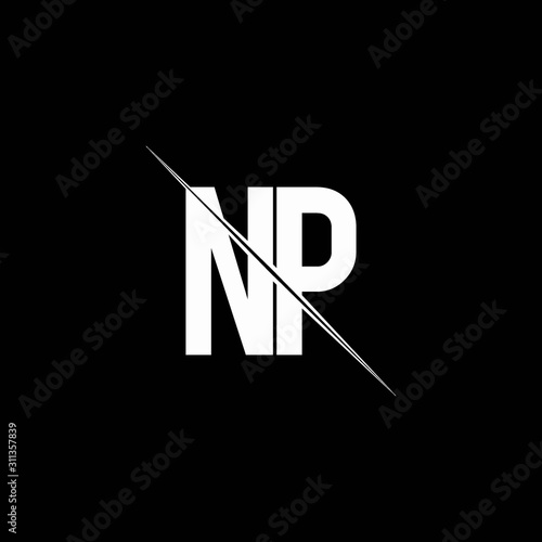 NP logo monogram with slash style design template