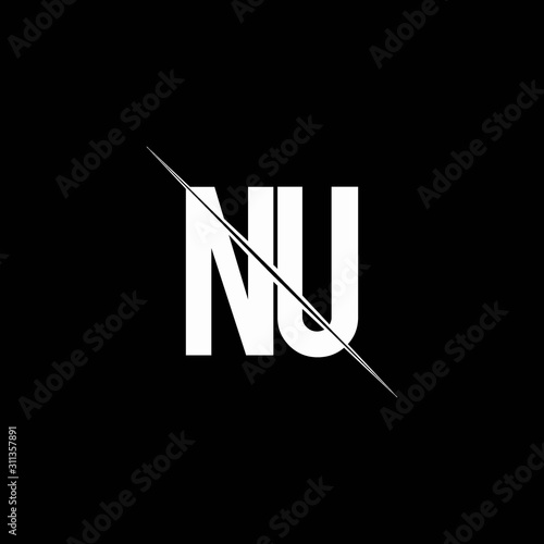 NU logo monogram with slash style design template