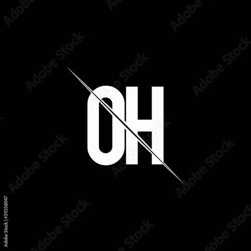 OH logo monogram with slash style design template