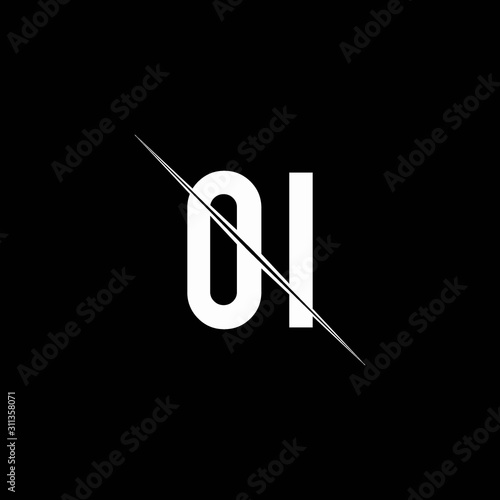 OI logo monogram with slash style design template