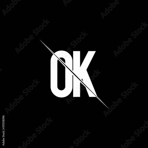 OK logo monogram with slash style design template