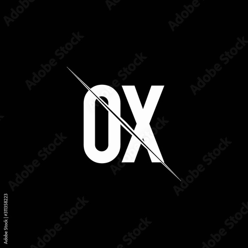 OX logo monogram with slash style design template