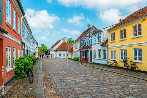 Fototapeta Naklejka Na Ścianę i Meble -  Colored traditional houses in old town of Odense, Denmark