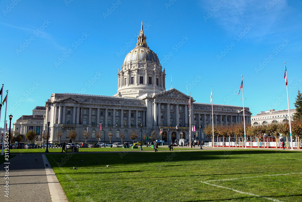 California,USA-December 13,2018 :San Francisco city hall is big and famous in California,USA.