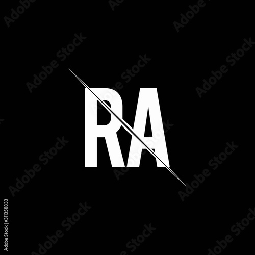 RA logo monogram with slash style design template