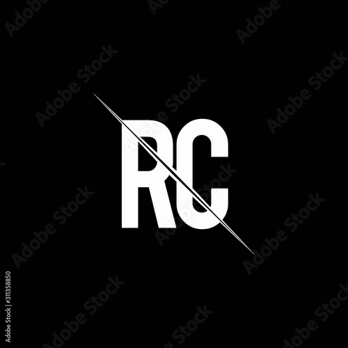 RC logo monogram with slash style design template