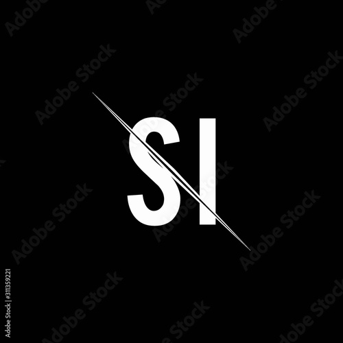 SI logo monogram with slash style design template