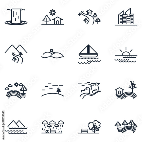 Landscape Set icon template color editable. Landscape pack symbol vector sign isolated on white background illustration for graphic and web design.