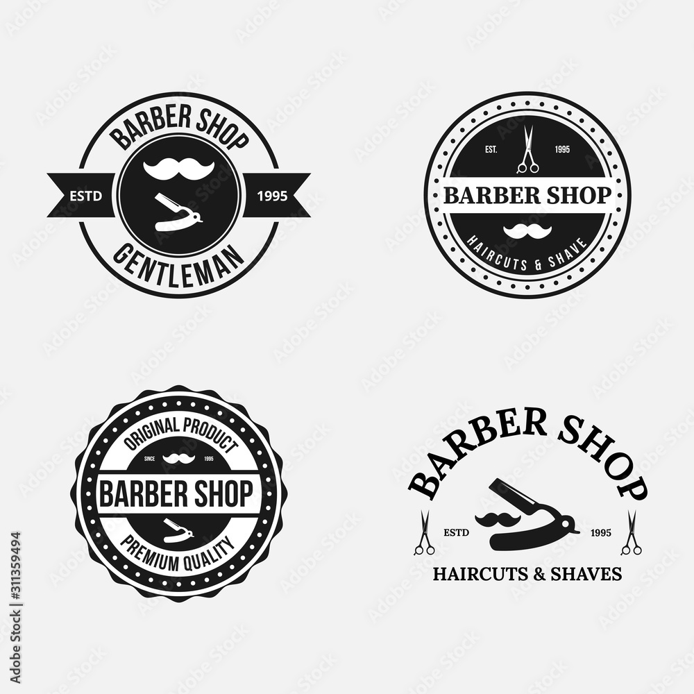 Fototapeta premium Barbershop Vintage Logo Vector Collections
