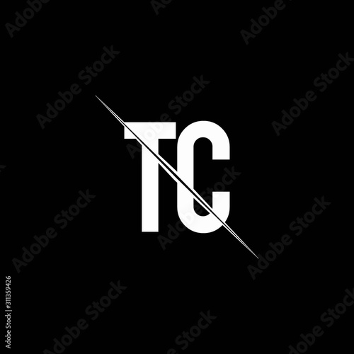 TC logo monogram with slash style design template