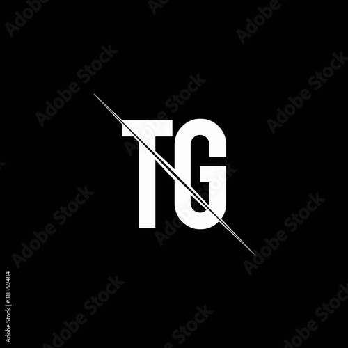TG logo monogram with slash style design template