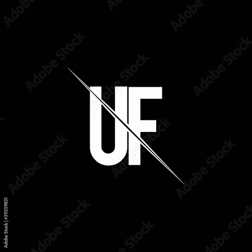 UF logo monogram with slash style design template