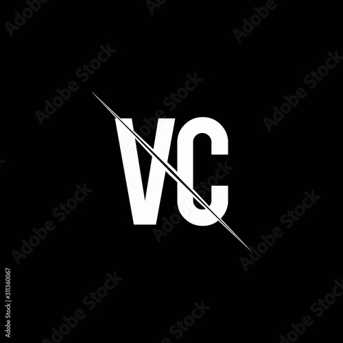 VC logo monogram with slash style design template