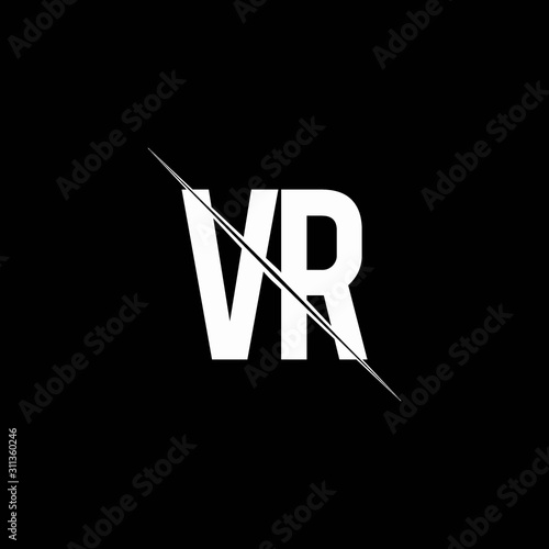 VR logo monogram with slash style design template