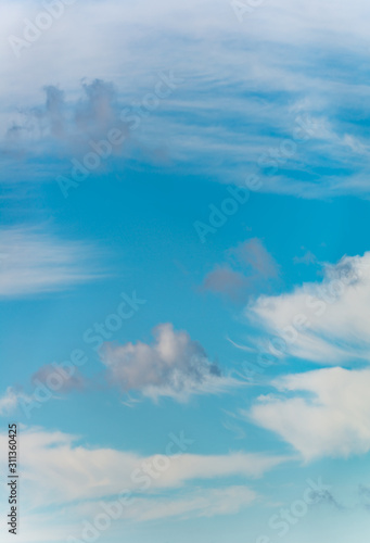 Fantastic clouds against blue sky, panorama