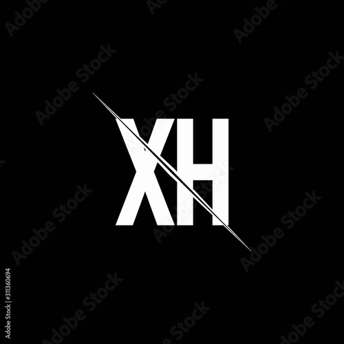 XH logo monogram with slash style design template