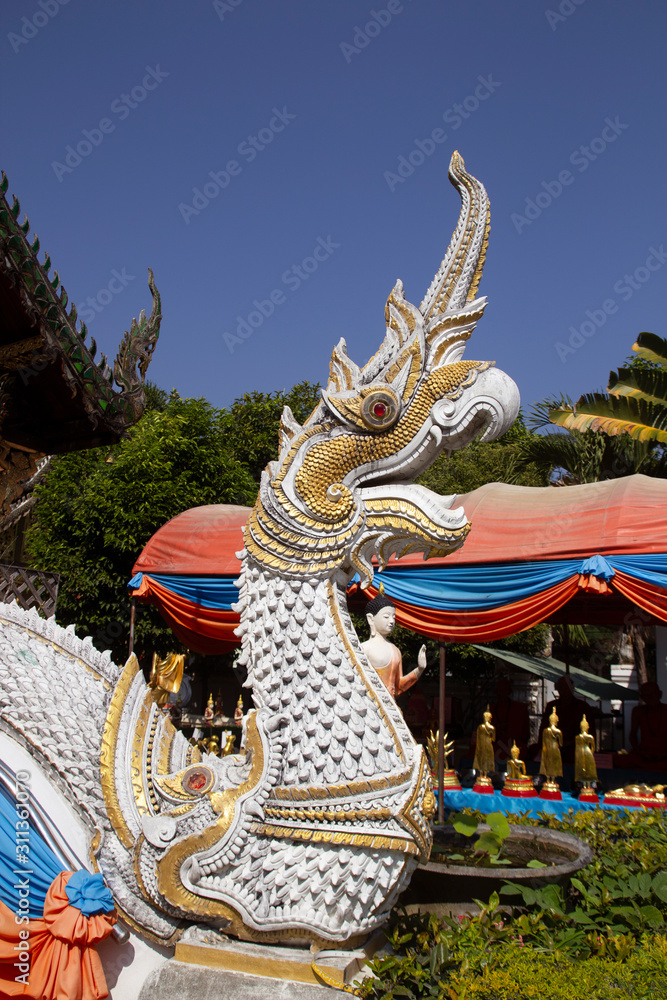 Fototapeta premium naga statue in Temple Thailand, Texture background