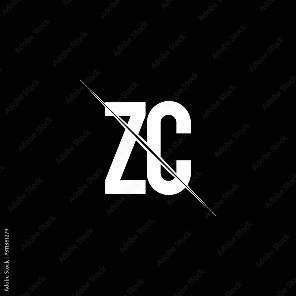 ZC logo monogram with slash style design template - obrazy, fototapety, plakaty 