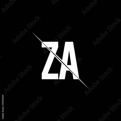 ZA logo monogram with slash style design template