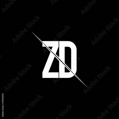 ZD logo monogram with slash style design template photo