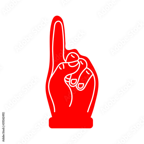Foam finger. Vector isolated illustration. Flat.