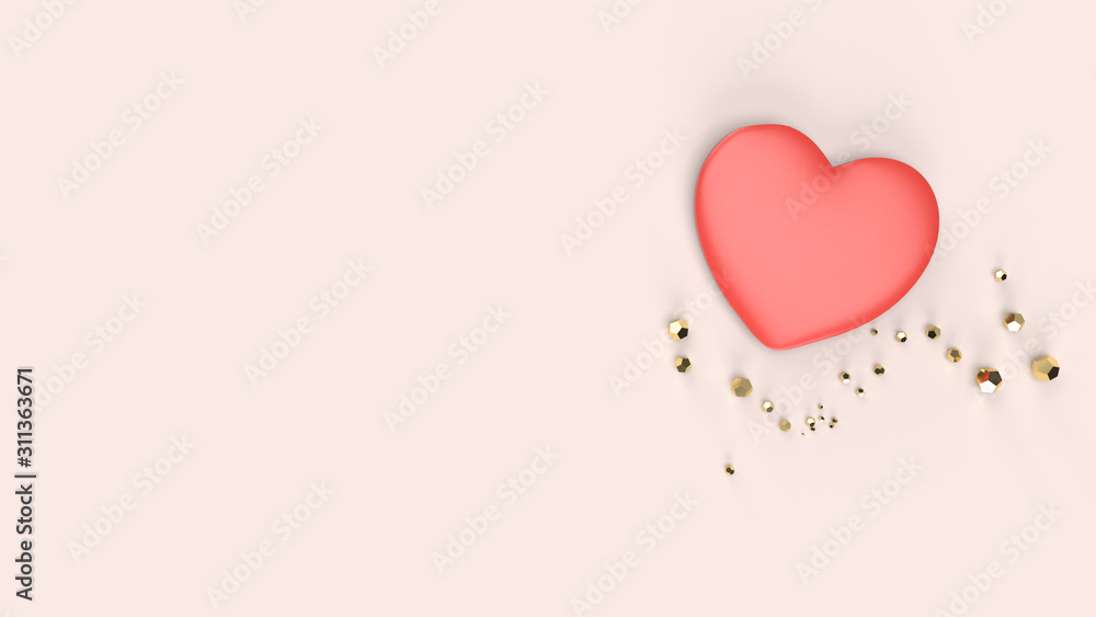 The red heart 3d rendering on pastel background for valentine’s content.