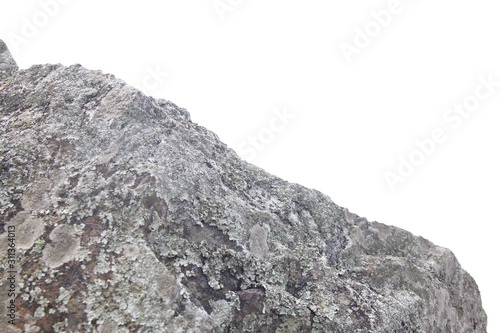 Big stone isolated white background. material object of large nature
