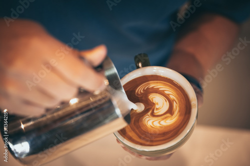 coffee latte art, coffee cup photo