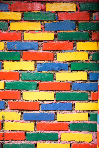 colorful brick wall, abstract texture background wall