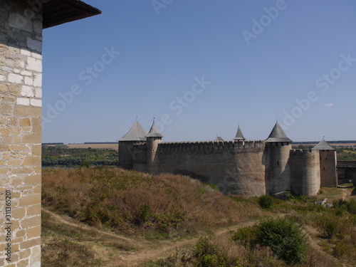 Khotyn fortress on the right bank of the Dniester River in western Ukraine. Main gate of Khotyn fortress. photo