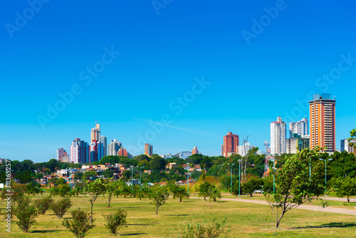 Skyscrapers and city buildings, Asuncion, Paraguay. City landscape. Copy space for text.