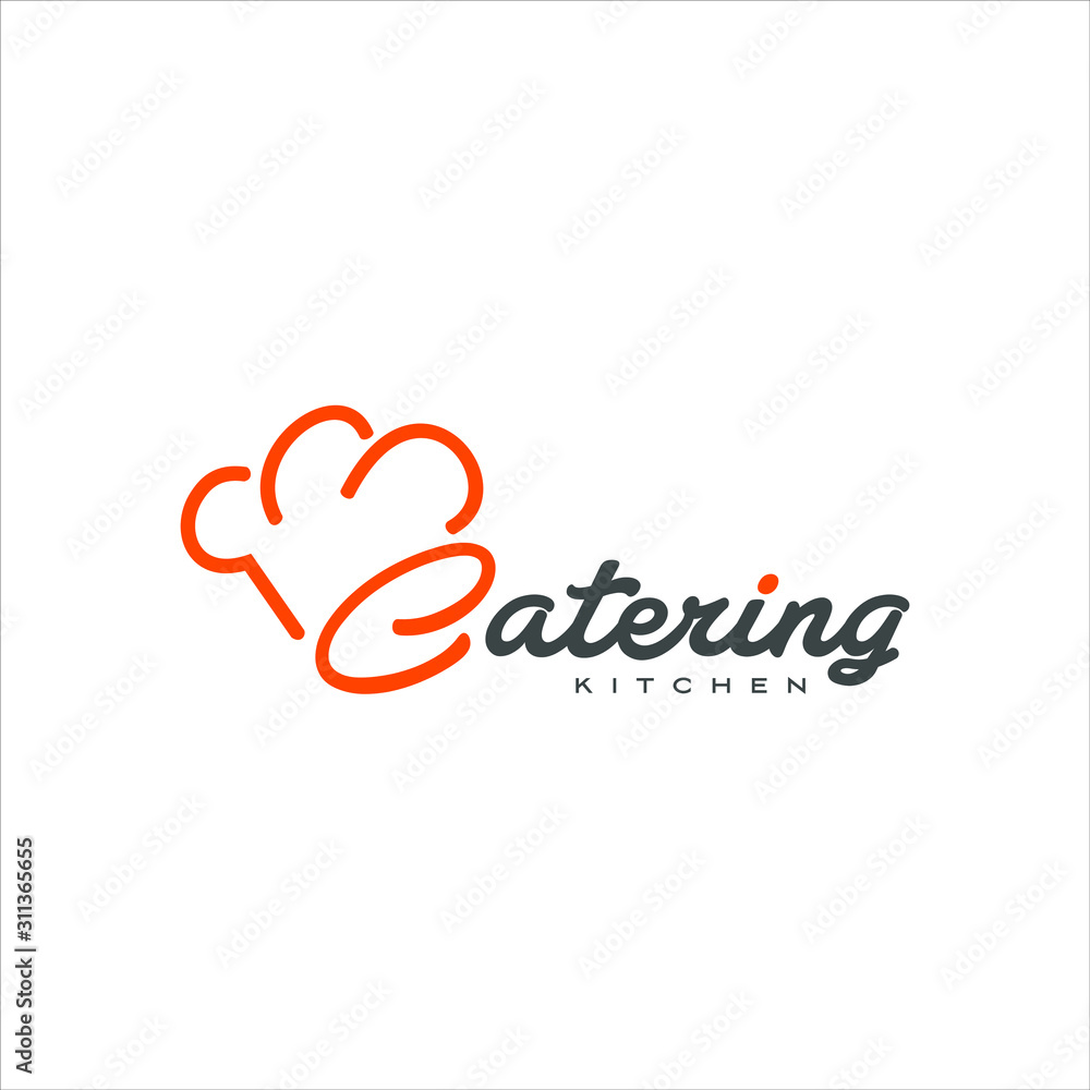 simple lettering with chef hat vector. culinary logotype template. food and drink sticker design inspiration