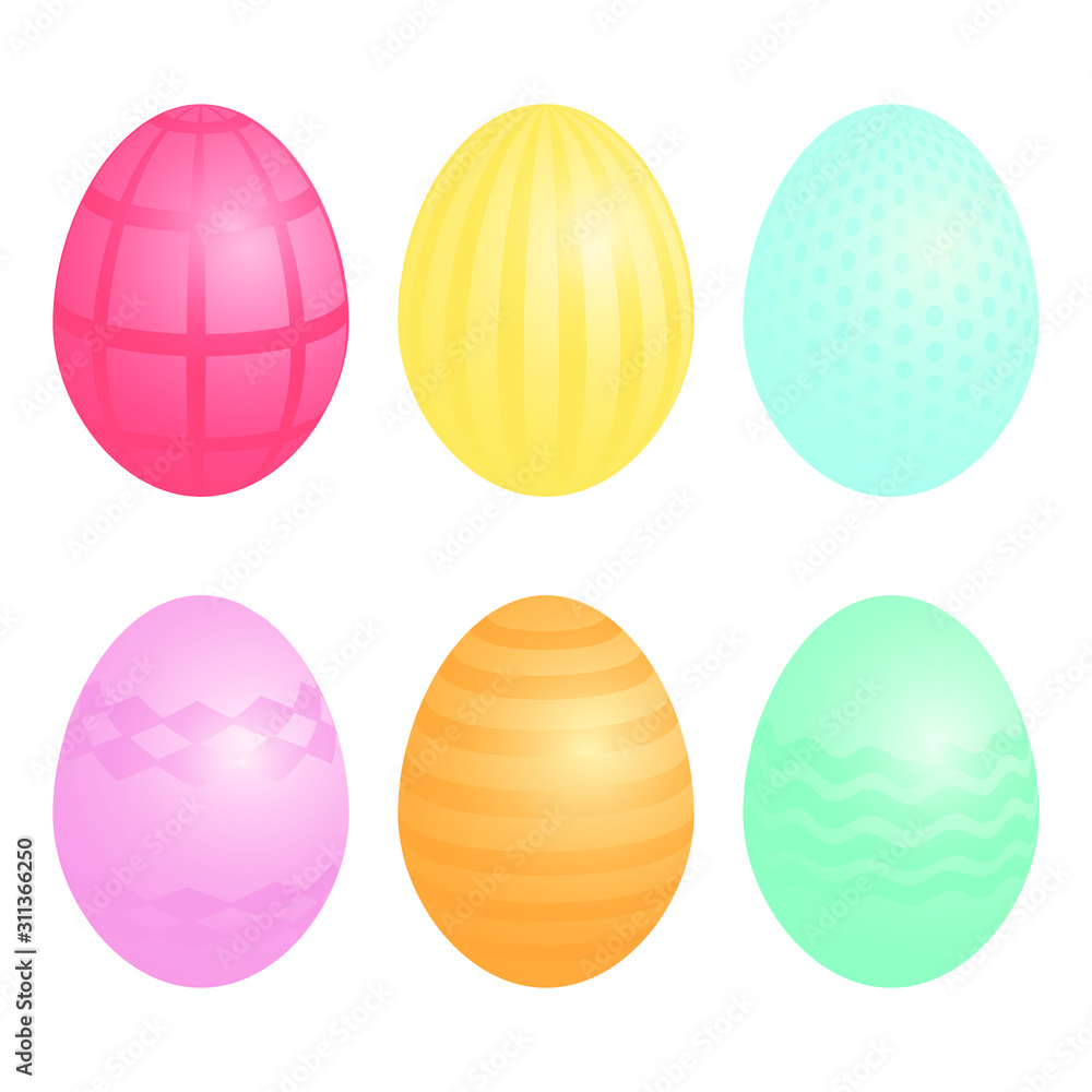 Set of Easter eggs isolated on white background Set of Easter eggs isolated on white background