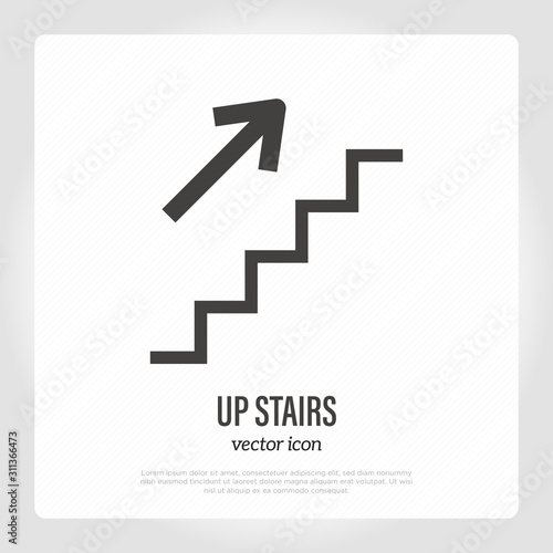 Up stairs public sign: staircase with arrow. Vector illustration.