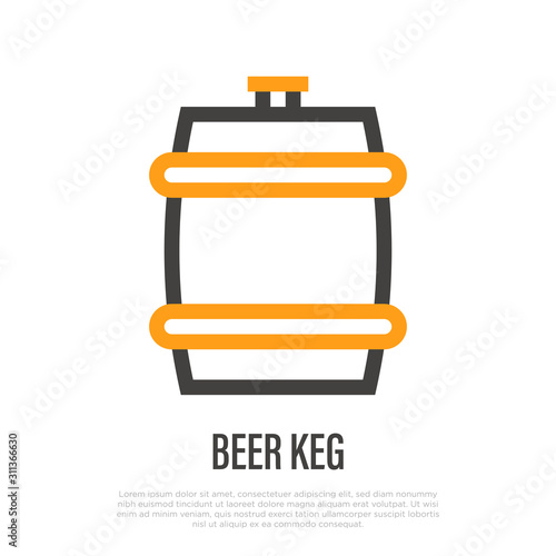 Beer keg thin line icon. Vector illustration of barrel.