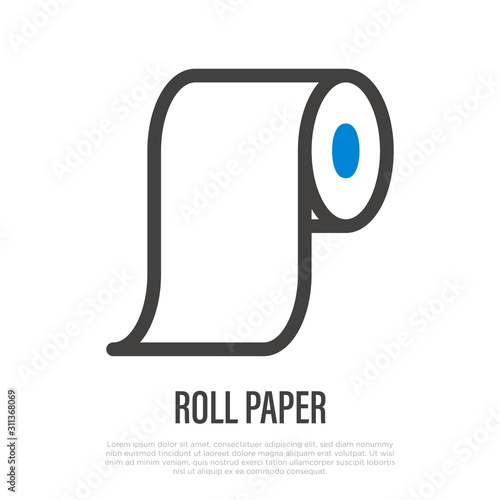 Roll paper thin line icon. Vector illustration.