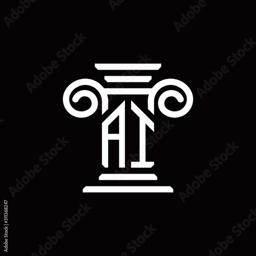AI monogram logo with pillar style design template