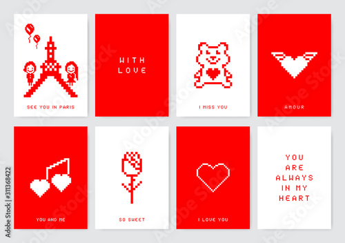 Valentine day cards set.
