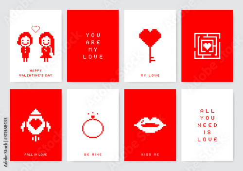 Valentine day cards set.