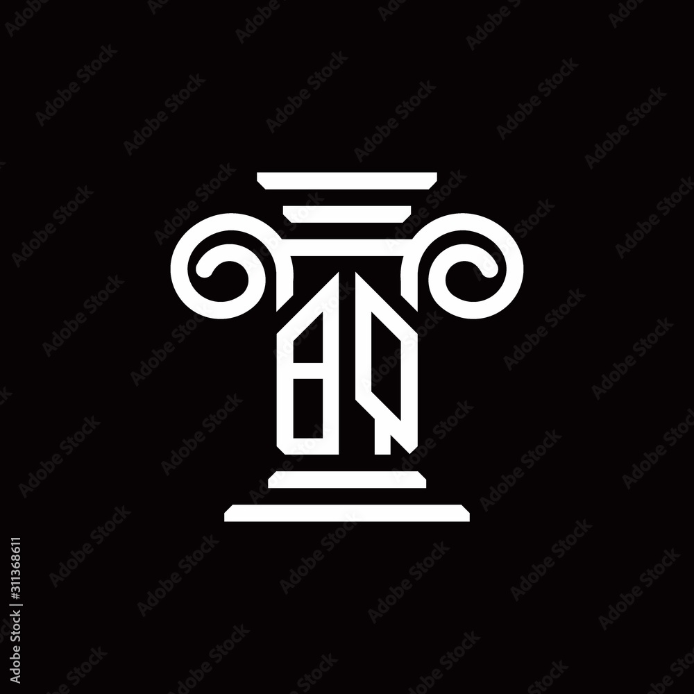 BQ monogram logo with pillar style design template BQ monogram logo with pillar style design template