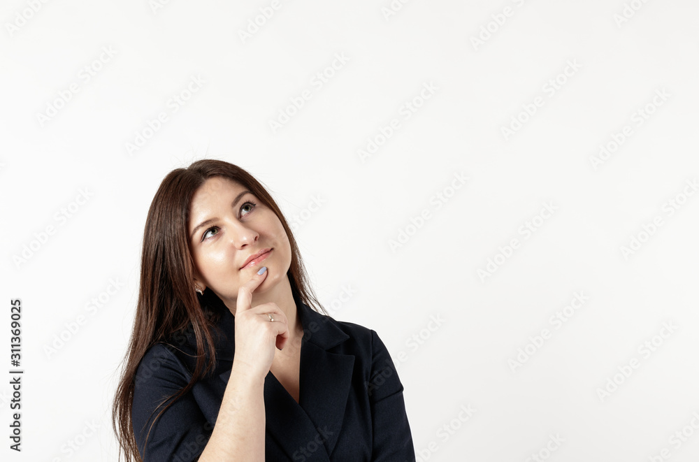 Young woman in blue full of doubts and hesitation. Young woman in blue full of doubts and hesitation.