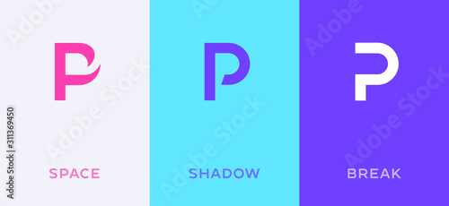 Set of letter P minimal logo icon design template elements