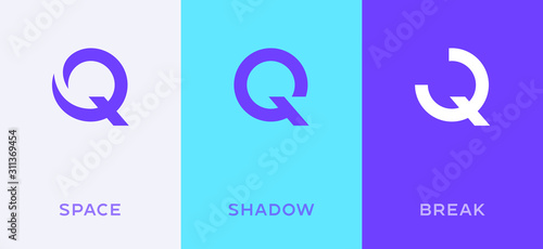Set of letter Q minimal logo icon design template elements