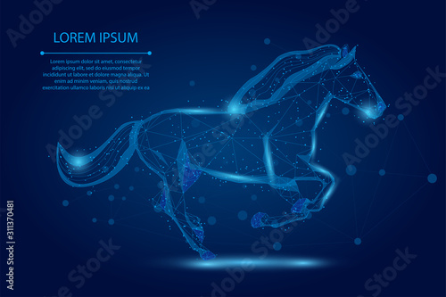 Abstract mash line and point horse run gallop. Illustration vector