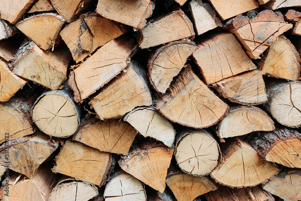 Close-up photo of stacked fire woods. Background, texture, pattern Close-up photo of stacked fire woods. Background, texture, pattern