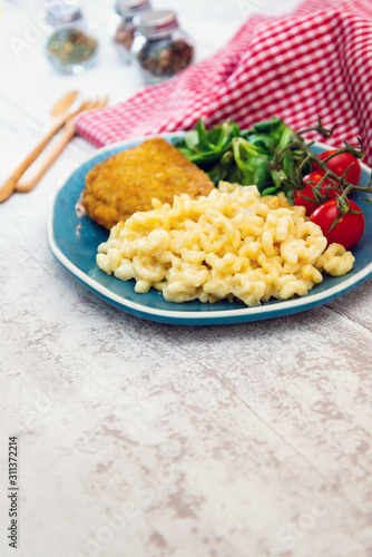 Cordon Bleu macaroni Pasta with salad
