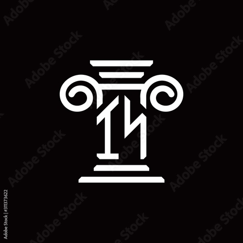 IN monogram logo with pillar style design template