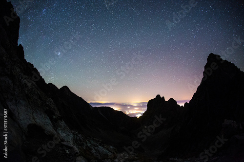 Tatra Mountains at night under the Starry Sky