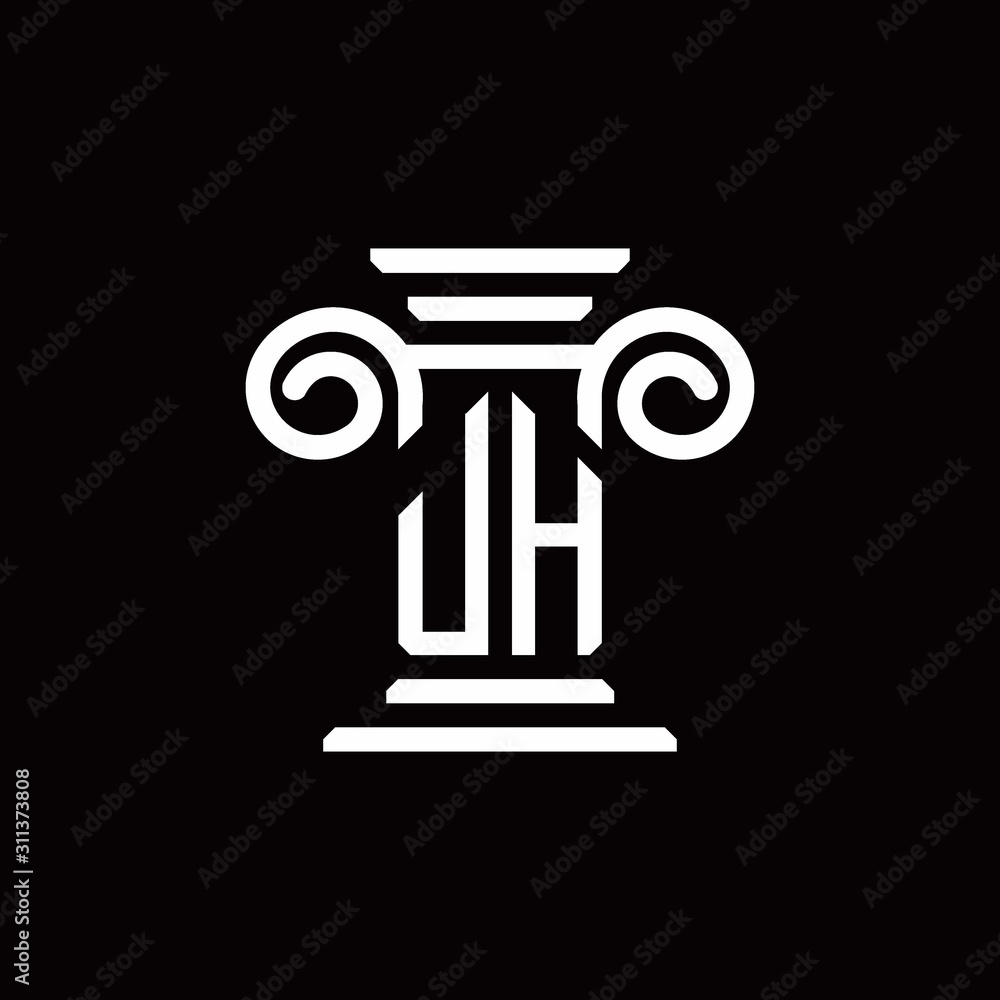 JH monogram logo with pillar style design template JH monogram logo with pillar style design template